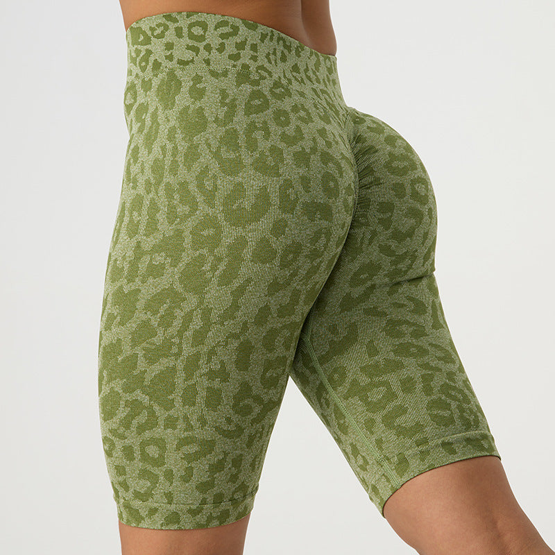 Leopard Running Peach Sports Yoga Shorts - Lexury Fitness