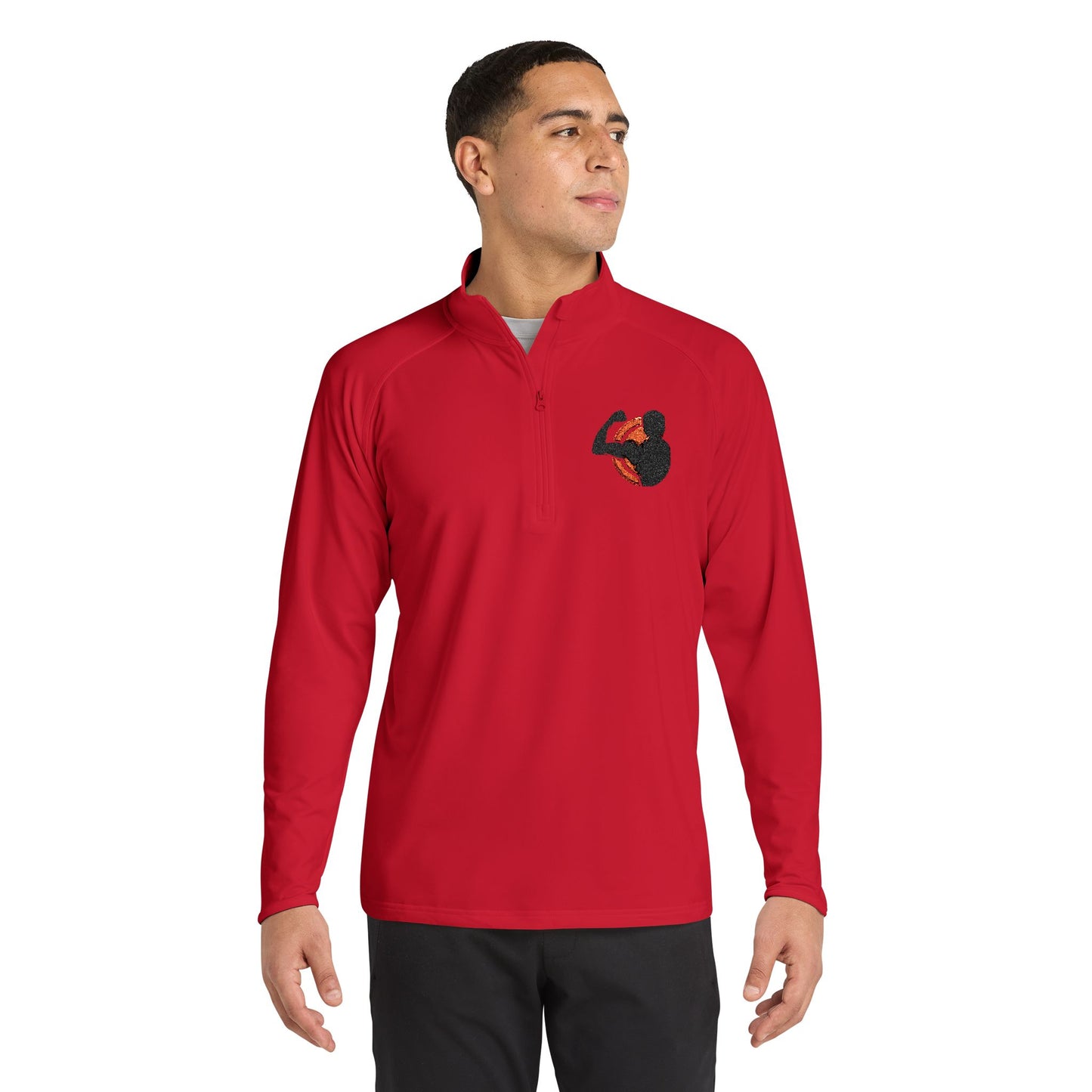 Embroidered Quarter-Zip Men Pullover