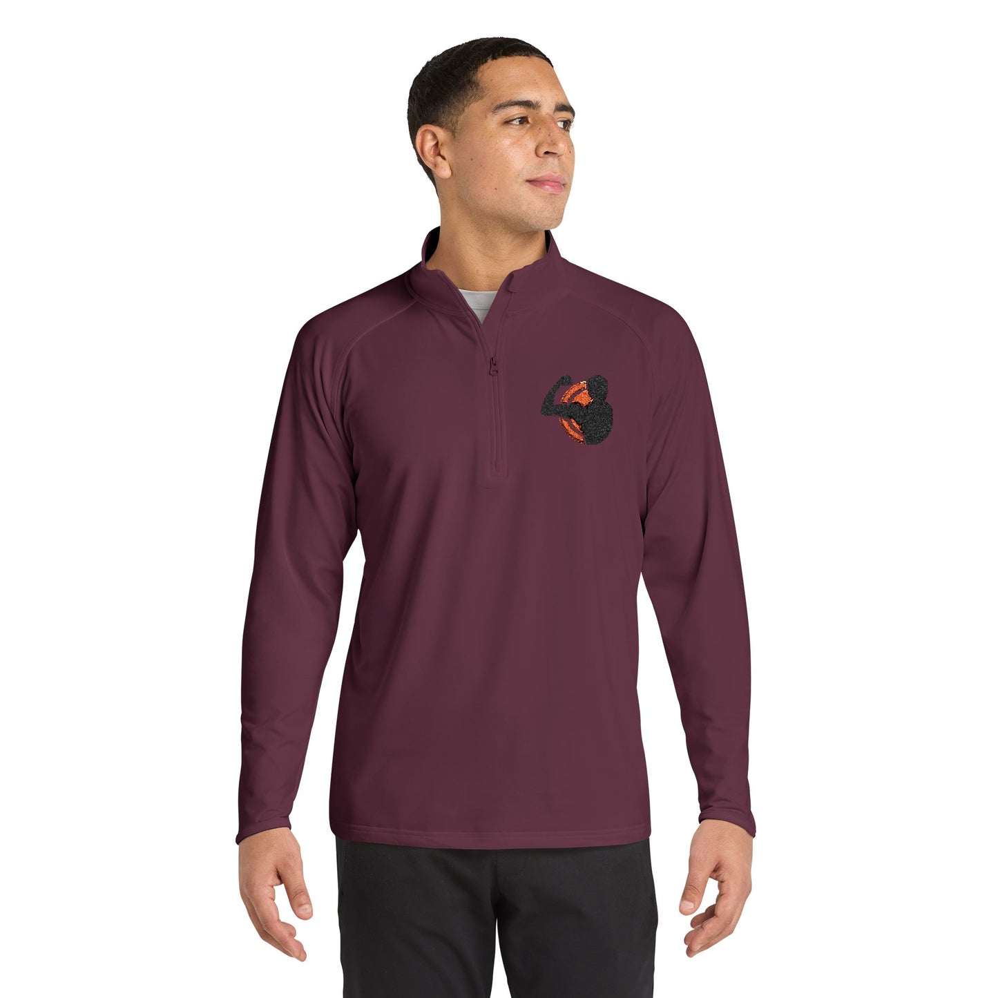 Embroidered Quarter-Zip Men Pullover