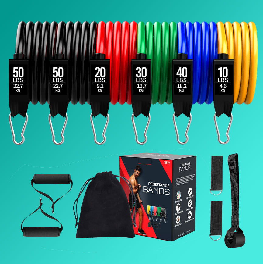 11 Piece Home Tpe Latex Fitness Tensioner Set - Lexury Fitness
