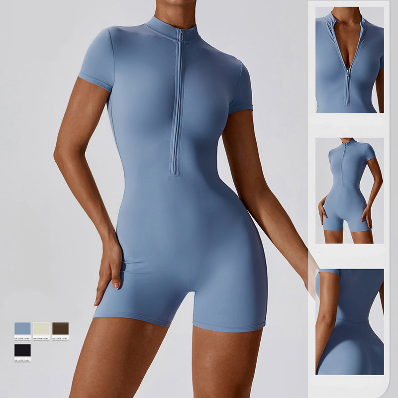 Summer Fitness Yoga Jumpsuit With Zipper - Lexury Fitness