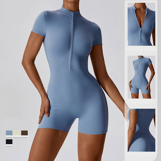 Summer Fitness Yoga Jumpsuit With Zipper - Lexury Fitness