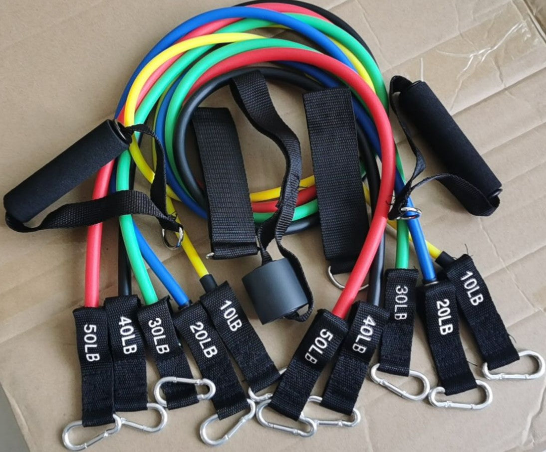 11 Piece Home Tpe Latex Fitness Tensioner Set - Lexury Fitness