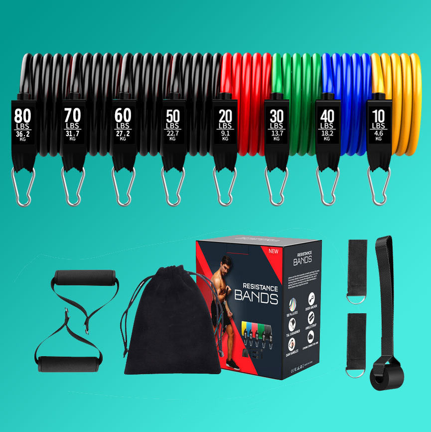 11 Piece Home Tpe Latex Fitness Tensioner Set - Lexury Fitness
